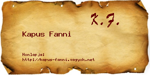 Kapus Fanni névjegykártya